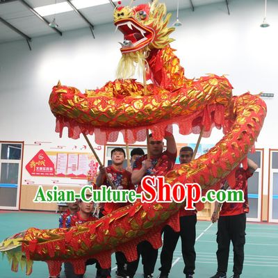 Chinese Red Dragon Dance Equipment Loong Dance Costume Festival Celebration Prop