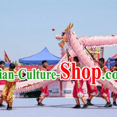 Dragon Dance Equipment Pink Loong Dance Costume Chinese Traditional Festival Dragon Dancing Props
