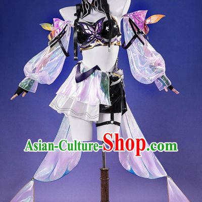 Honor Of Kings Akhe Butterfly Dance Cosplay Costume Game Fairy Dress Origin Dream Series Cosplay Outfit