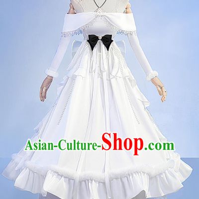 Dragon Raja Cassell College Gate Cosplay Costume Uesugi Erii White Formal Dress Starry Night Sleepless Clothing