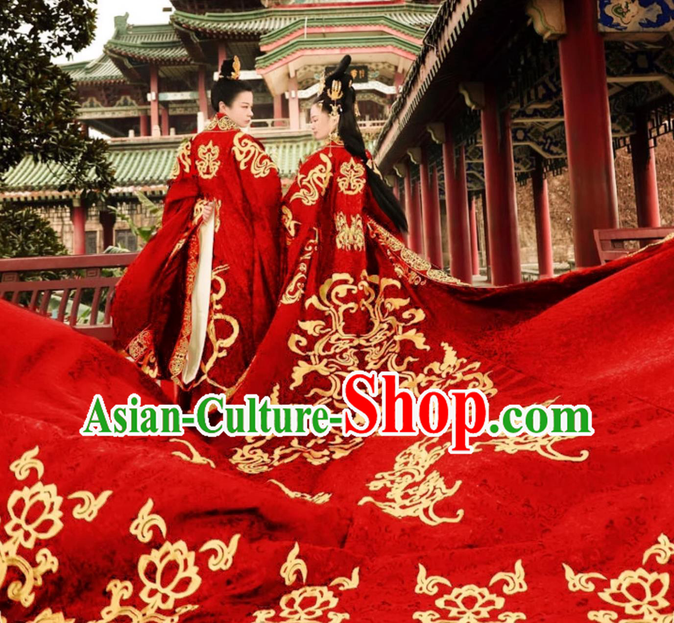 Zhou Dynasty Hanfu Chinese Wedding Gown Embroidered Costumes Ancient Bride and Groom Clothing Set Zhou Dynasty Hanfu Chinese Wedding Gown Embroidered Costumes Ancient Bride and Groom Clothing Set