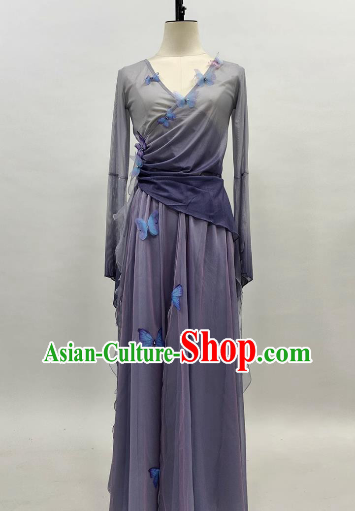 Chinese Butterfly Classical Dance Costume Kong Tan Zhi Dance Outfit Gradient Chiffon Dress Chinese Butterfly Classical Dance Costume Kong Tan Zhi Dance Outfit Gradient Chiffon Dress