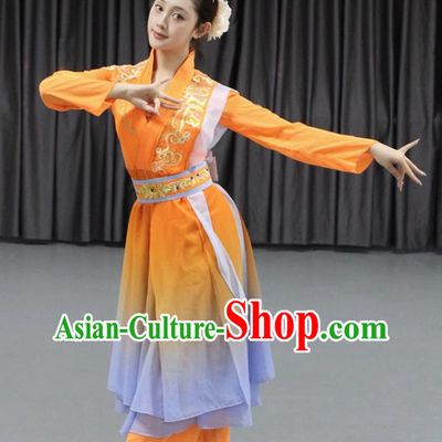 Chinese Classical Dance Costume Yue Nu Ci Dance Performance Outfit Woman Solo Dance Orange Attire