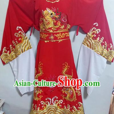 Red Scholar Official Gown Chinese Peking Opera Costume Xiaosheng Dragon Robe Yue Opera Clothing