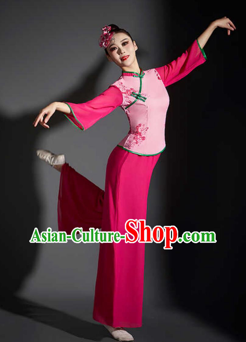 Chinese Style Classical Dance Costume Fan Performance Outfit Yangko Women Clothing Chinese Style Classical Dance Costume Fan Performance Outfit Yangko Women Clothing