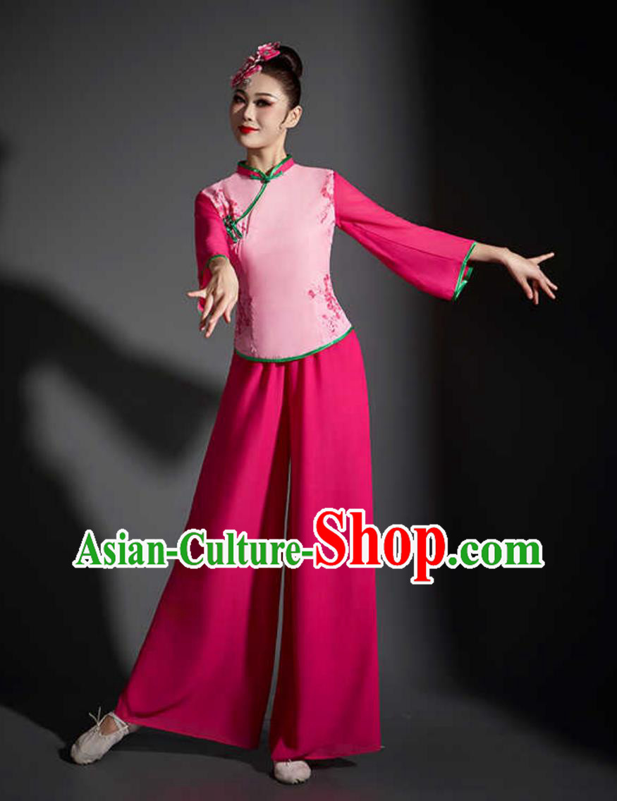 Chinese Style Classical Dance Costume Fan Performance Outfit Yangko Women Clothing Chinese Style Classical Dance Costume Fan Performance Outfit Yangko Women Clothing