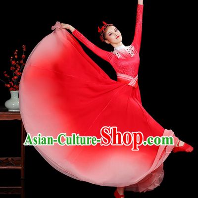 720 Degree Opening Dance Flared Dress Chinese Women Group Performance Costume