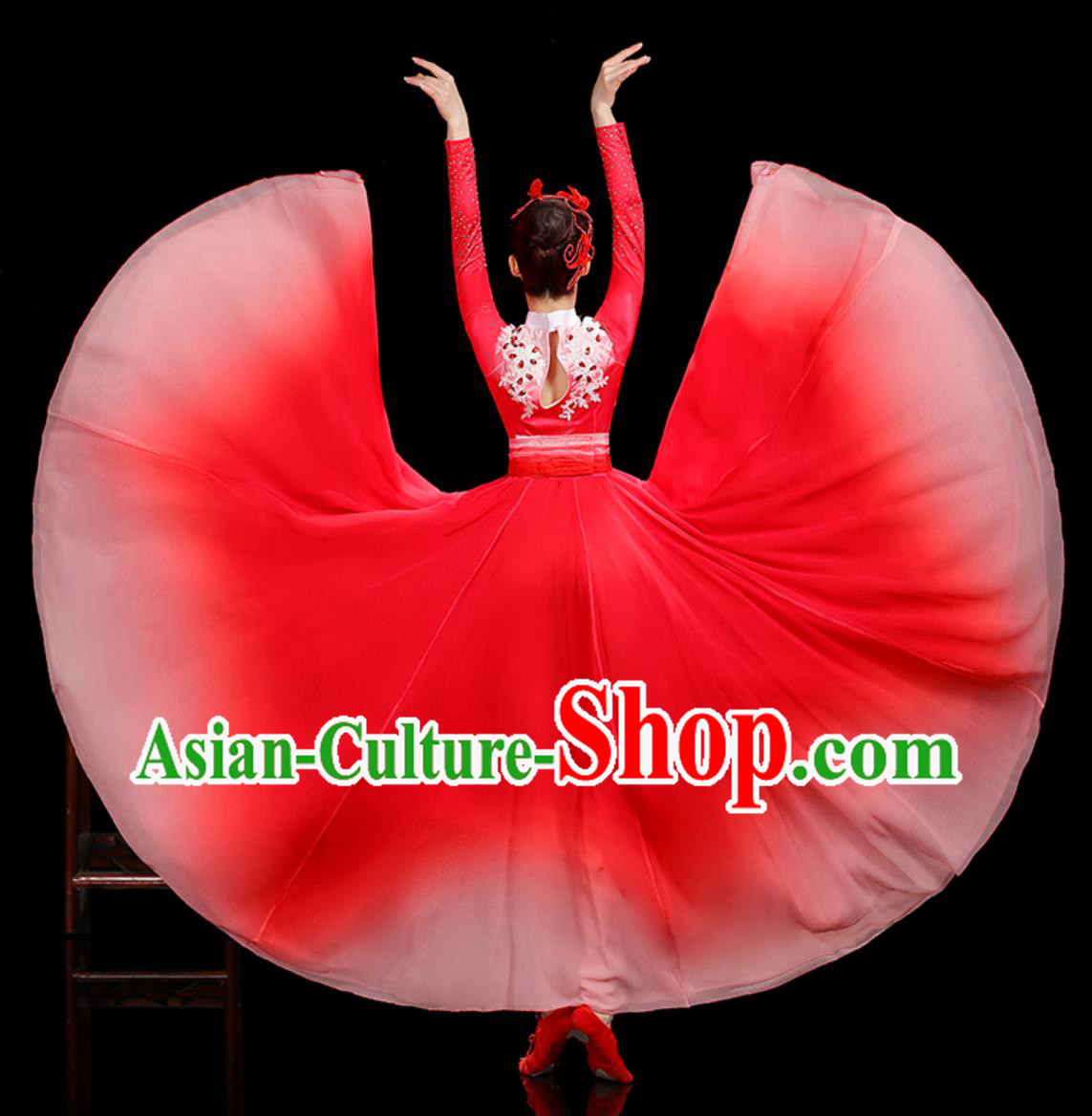 Degree Opening Dance Flared Dress Chinese Women Group Performance Costume Degree Opening Dance Flared Dress Chinese Women Group Performance Costume