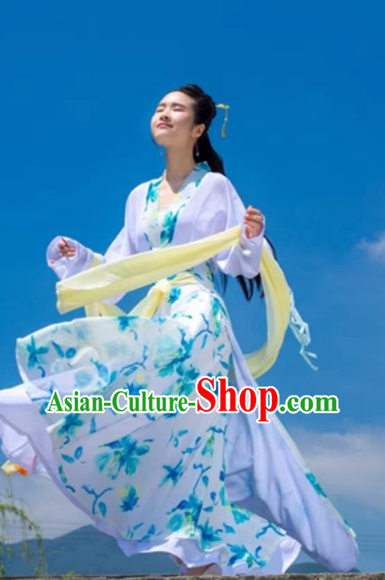 Chinese Song Dynasty Printed Chiffon Duijin Ruqun Traditional Hanfu Dress Chinese Song Dynasty Printed Chiffon Duijin Ruqun Traditional Hanfu Dress