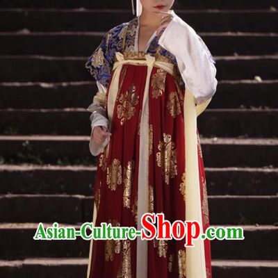 Half Sleeve Chinese Tang Dynasty Qixiong Ruqun Traditional Chinese Hanfu Dress