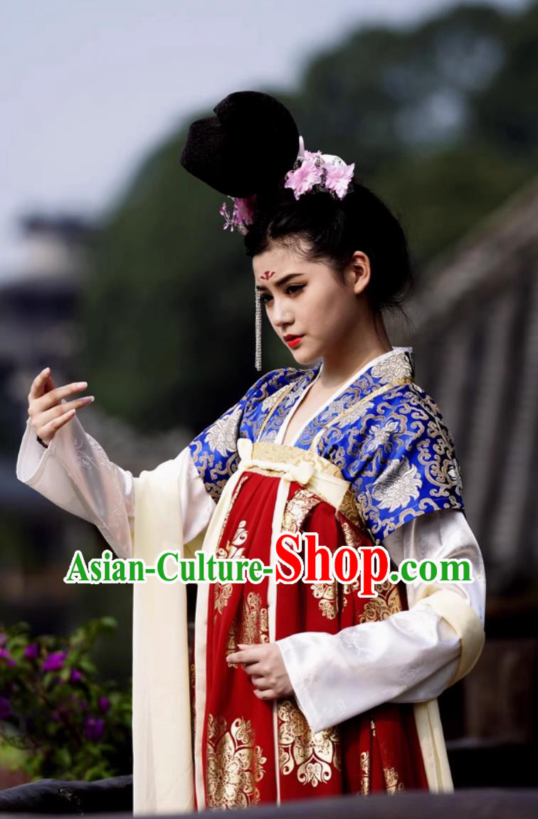 Half Sleeve Chinese Tang Dynasty Qixiong Ruqun Traditional Chinese Hanfu Dress Half Sleeve Chinese Tang Dynasty Qixiong Ruqun Traditional Chinese Hanfu Dress