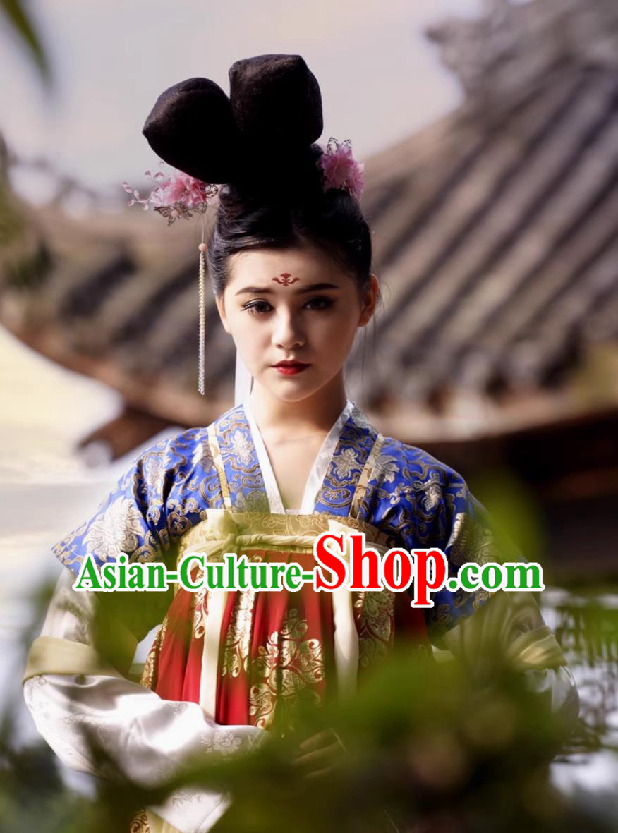 Half Sleeve Chinese Tang Dynasty Qixiong Ruqun Traditional Chinese Hanfu Dress Half Sleeve Chinese Tang Dynasty Qixiong Ruqun Traditional Chinese Hanfu Dress
