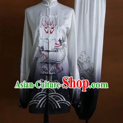 Dragon Embroidered Tai Chi Suit Kung Fu Performance Costume Taiji Uniform Competition Performance Clothing