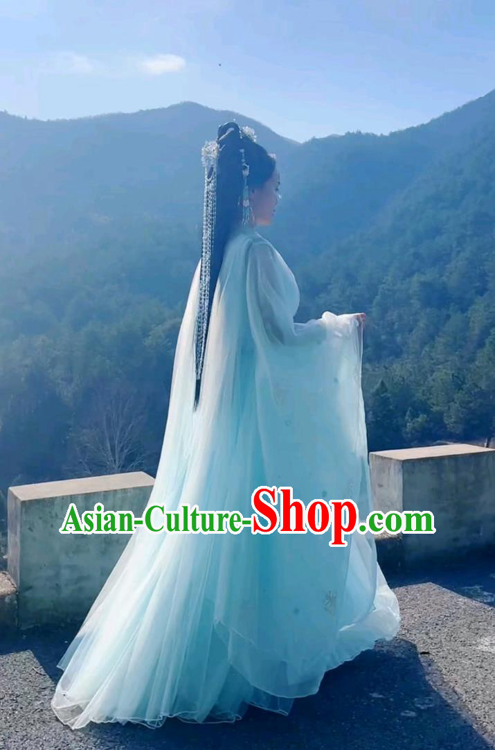 Chinese Classical Dance Costume Ancient Fairy Clothing Traditional Blue Hanfu Dress Chinese Classical Dance Costume Ancient Fairy Clothing Traditional Blue Hanfu Dress