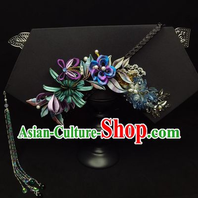 Ancient Chinese Style Handmade Hair Accessory Qing Dynasty Manchu Silk Chrysanthemum Headpiece Royal Princess Consort Hair Ornament