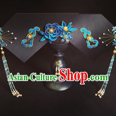 Manchu Silk Cloud Headpiece Qing Dynasty Royal Princess Consort Hair Ornament Ancient Chinese Style Handmade Hair Accessory