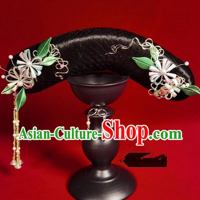 Handmade Manchu Silk Daisy Headpiece Qing Dynasty Royal Princess Consort Hair Ornament Ancient Chinese Style Hair Accessory for Kids