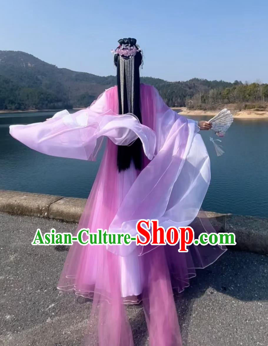 Women Wide Sleeve Hanfu Dress Ancient Fairy Clothing Traditional Chinese Costume