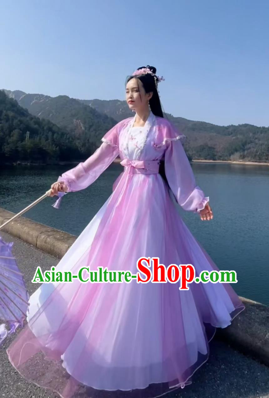 Women Wide Sleeve Hanfu Dress Ancient Fairy Clothing Traditional Chinese Costume