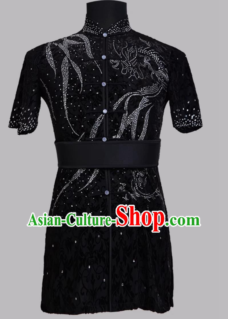 Chinese Taiji Training Wear Kung Fu Performance Outfit Embroidered Peony Tai Chi Suit