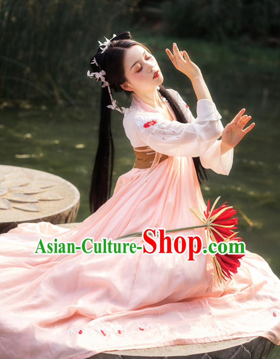 Pink Hanfu Dress Embroidered Qixiong Ruqun Chinese Tang Dynasty Clothing Pink Hanfu Dress Embroidered Qixiong Ruqun Chinese Tang Dynasty Clothing