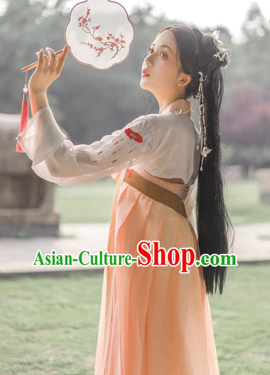Pink Hanfu Dress Embroidered Qixiong Ruqun Chinese Tang Dynasty Clothing Pink Hanfu Dress Embroidered Qixiong Ruqun Chinese Tang Dynasty Clothing