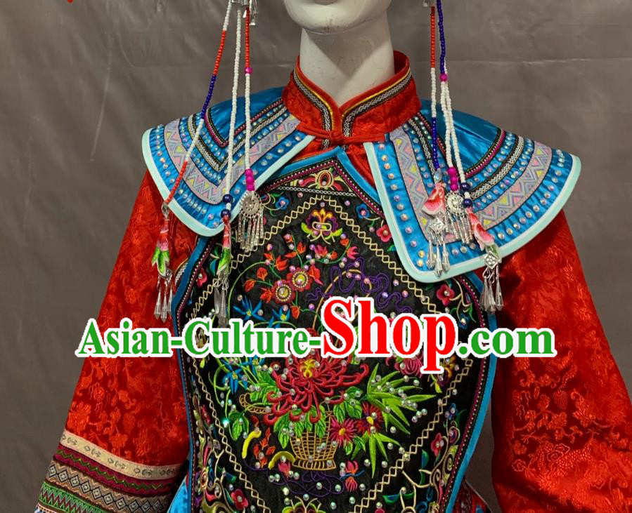 She Ethnic Minority Costume Chinese Women Wedding Embroidered Traditional Phoenix Crown Clothing