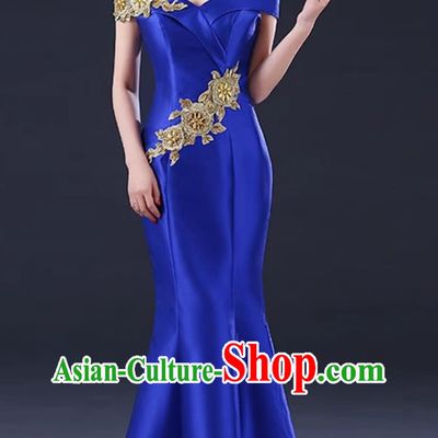 Chinese Style Banquet Evening Gown Mermaid Tail Slim Long Dress For Corporate Gala Stage Performance And Choir
