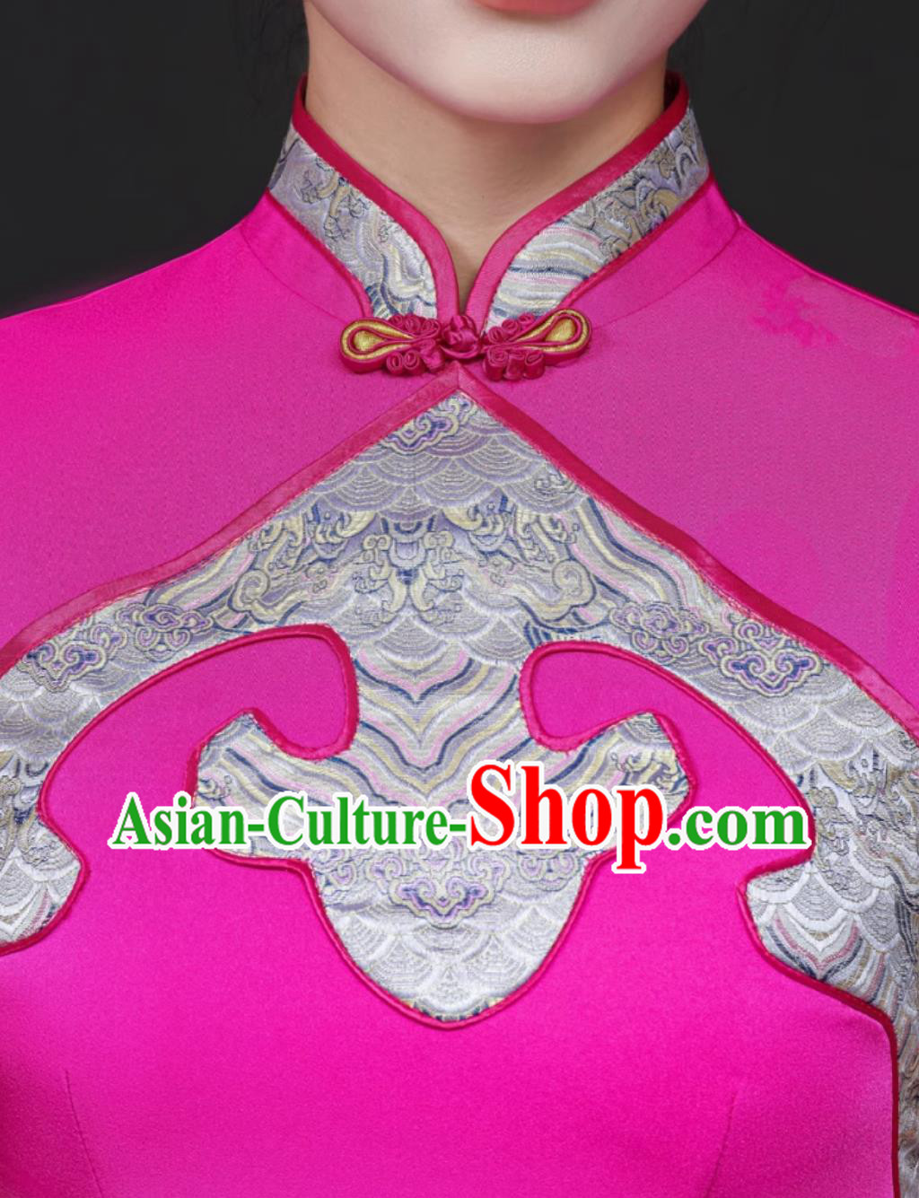Master of Ceremonies Qipao Rose Red Performance Modified Runway Show Long Dress