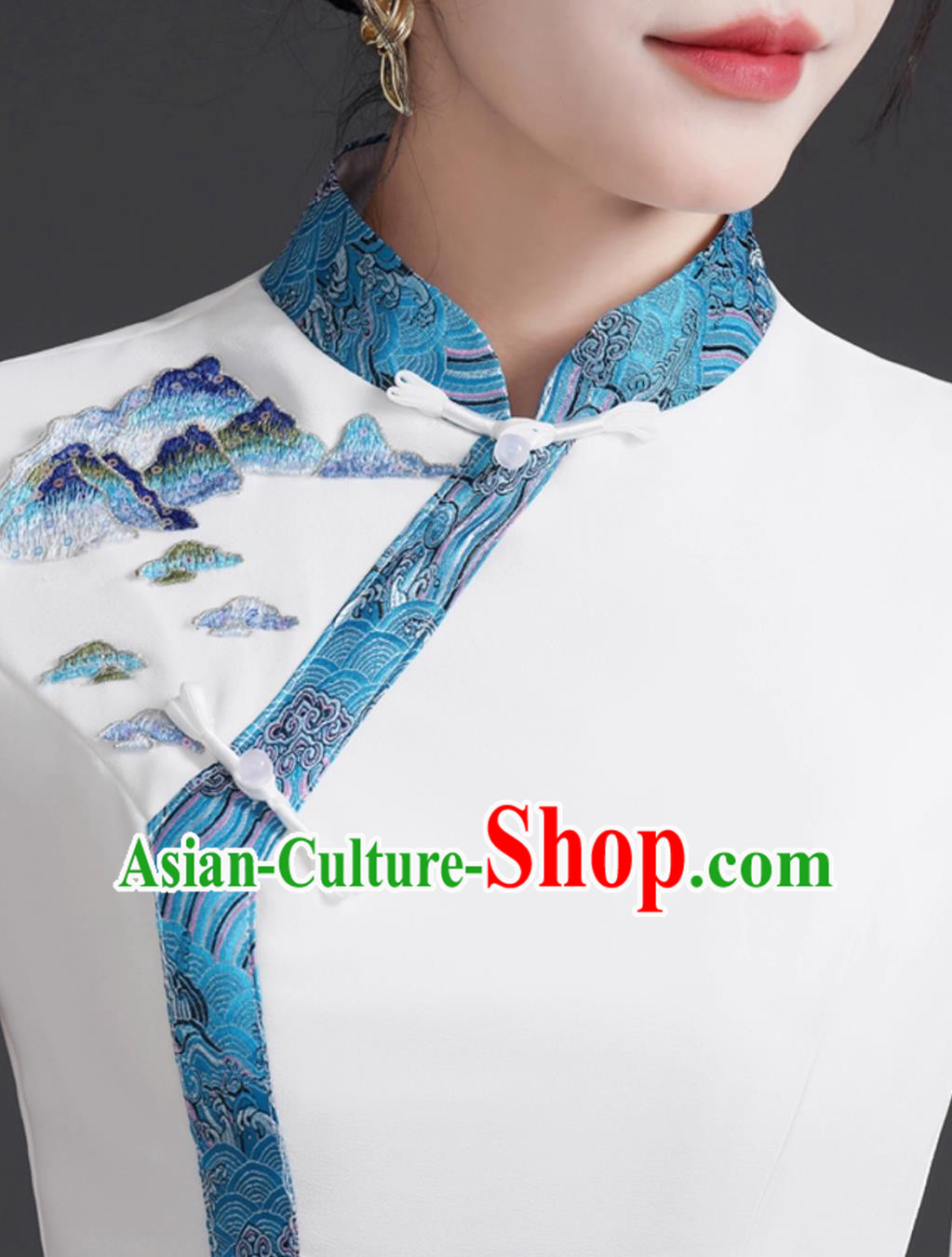 Chinese Style Chiffon Dress Guzheng Folk Music Choir Performance Costume
