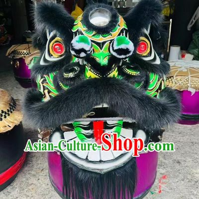 Top Black Wool Lion Dance Costume Traditional Chinese Festival Dance Fut San Lion Head and Clothes Complete Set