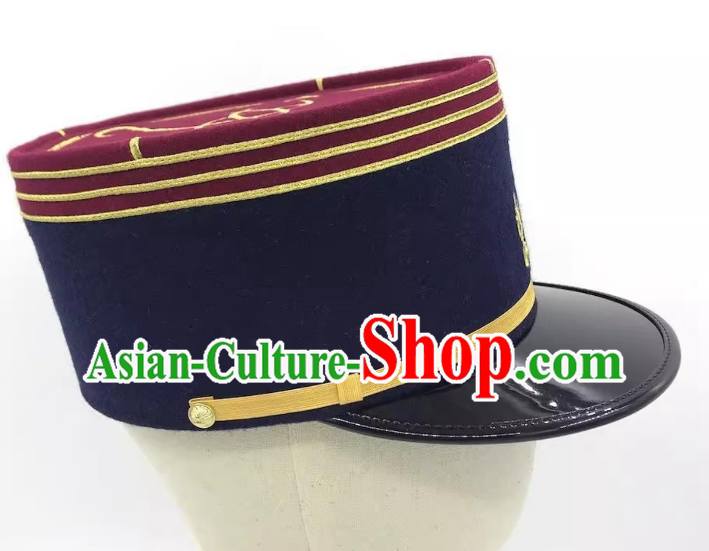 French Kepi Hat Round Cylinder Flat Top Cap European Replica Headdress French Kepi Hat Round Cylinder Flat Top Cap European Replica Headdress