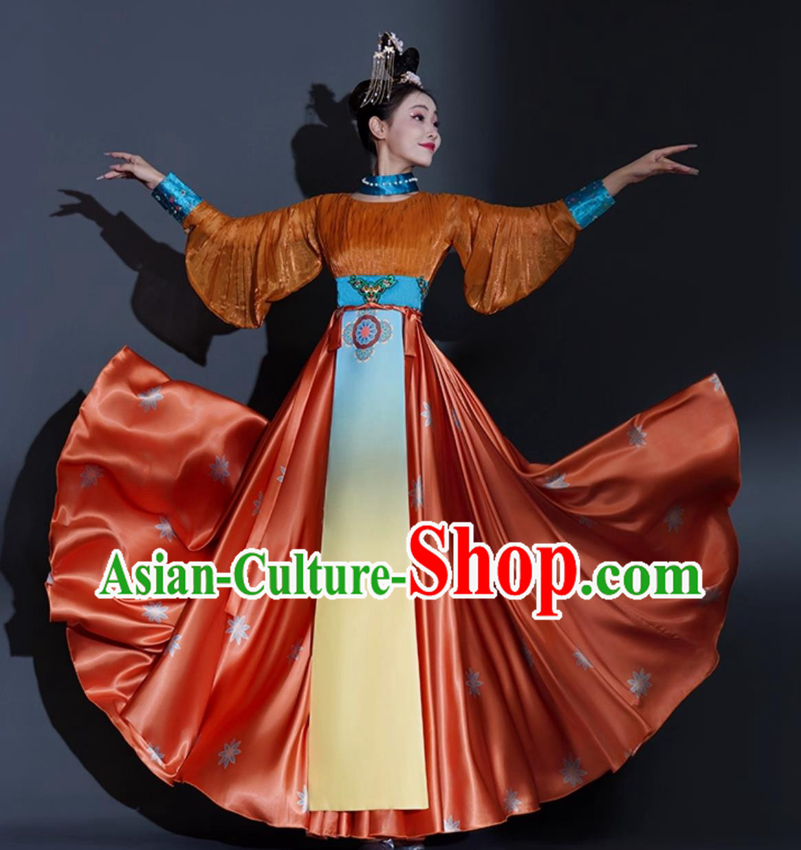 Classical Dance Costume Women Group Dance Chinese Style Hometown Moon Performance Hanfu Dress Classical Dance Costume Women Group Dance Chinese Style Hometown Moon Performance Hanfu Dress