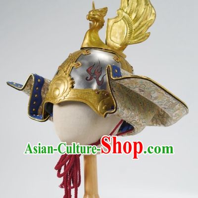 Chinese Armor Helmet Tang Dynasty Heavenly King Folded Ear Helmet Hand Chiseled Armor Helmet Museum Collection