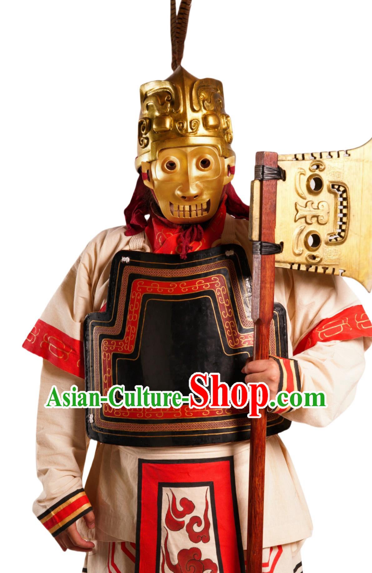 Chinese Armor Shang Dynasty Style Leather Armor Complete Weapon And Costume Set Chinese Armor Shang Dynasty Style Leather Armor Complete Weapon And Costume Set