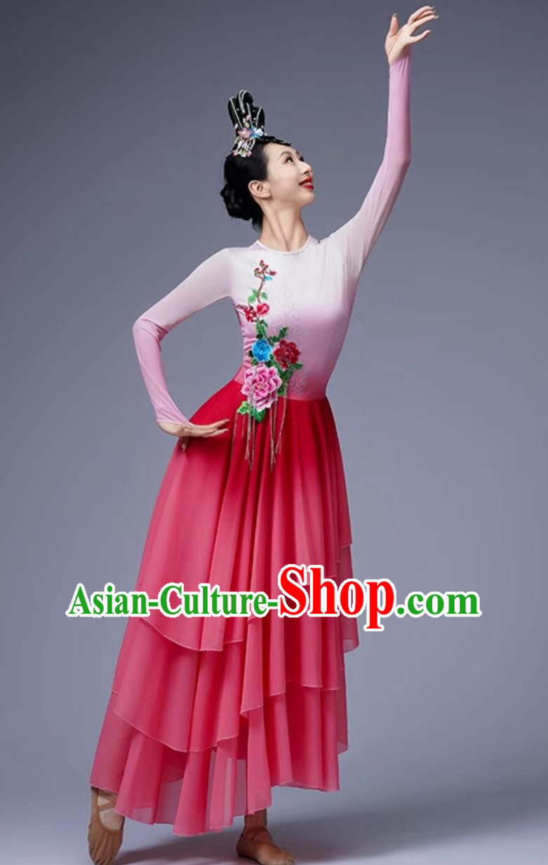 Chinese Classical Dance Costume Women Falling Petals Dance Attire Umbrella Dance Dress Chinese Classical Dance Costume Women Falling Petals Dance Attire Umbrella Dance Dress