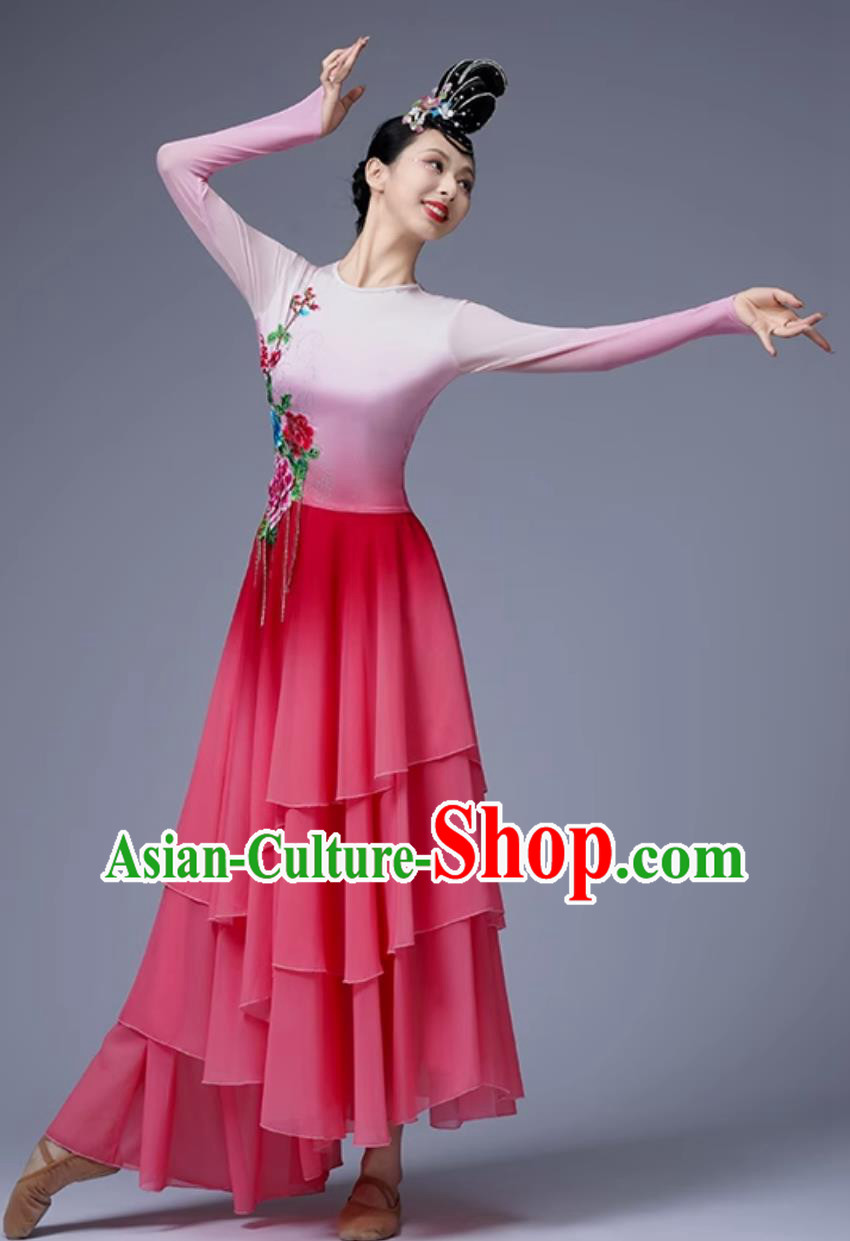 Chinese Classical Dance Costume Women Falling Petals Dance Attire Umbrella Dance Dress Chinese Classical Dance Costume Women Falling Petals Dance Attire Umbrella Dance Dress