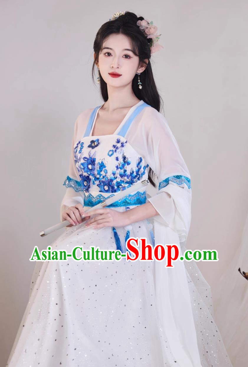 White Hanfu Dance Costume Classical Performance Clothing Women Elegant Chinese Fashion Modified Dress White Hanfu Dance Costume Classical Performance Clothing Women Elegant Chinese Fashion Modified Dress