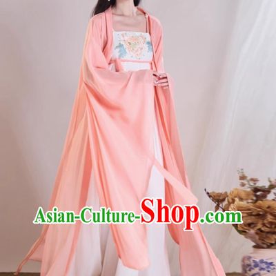 Pink Han Tang Dance Costume Wide Sleeve Classical Performance Dress Women Chinese Traditional Qixiong Ruqun