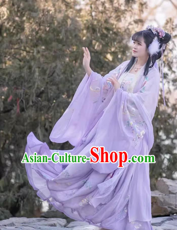 Phoenix Wisteria Embroidered Hanfu Dress Chinese Song Dynasty Ruqun Complete Set Phoenix Wisteria Embroidered Hanfu Dress Chinese Song Dynasty Ruqun Complete Set