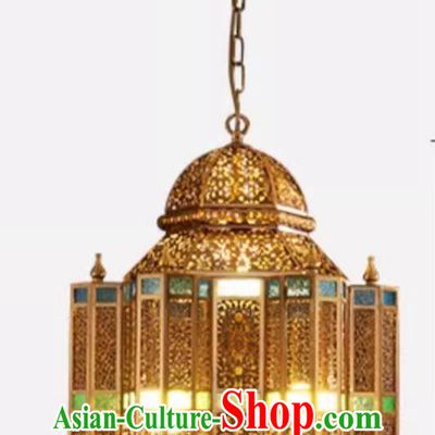 Southeast Asian Wrought Iron Hollow Entryway Lighting Thailand Restaurant Living Room Decorative Hanging Lamp