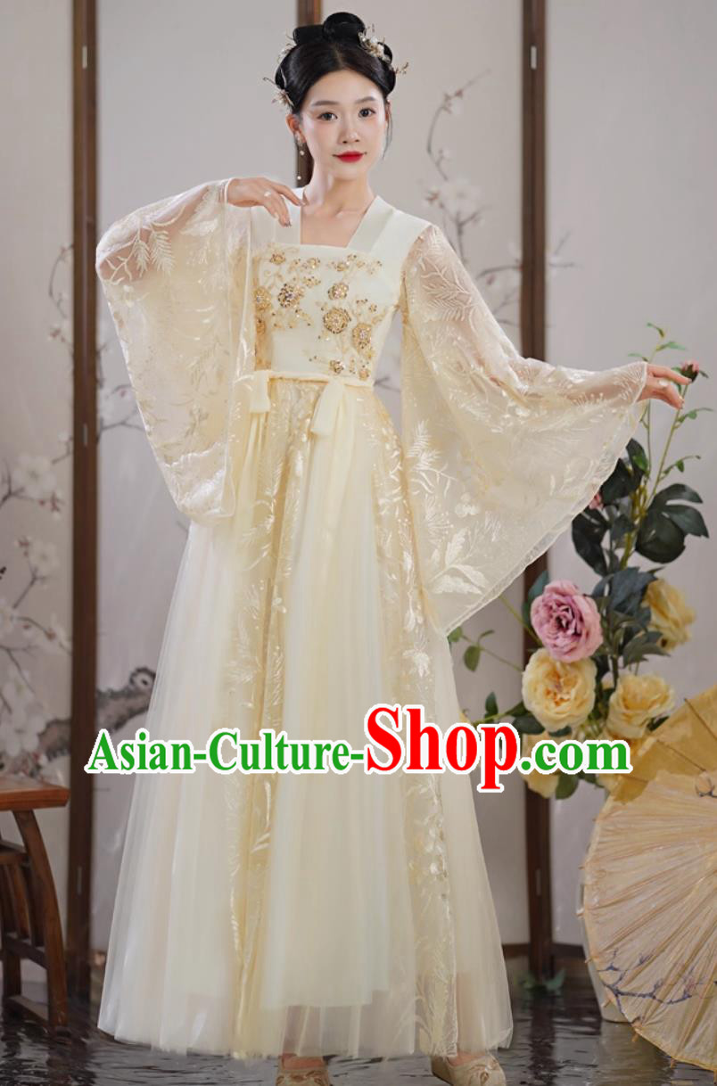 Modified Hanfu Women Wide Sleeve Fairy Dress Ancient Chinese Dance Performance Costume Modified Hanfu Women Wide Sleeve Fairy Dress Ancient Chinese Dance Performance Costume