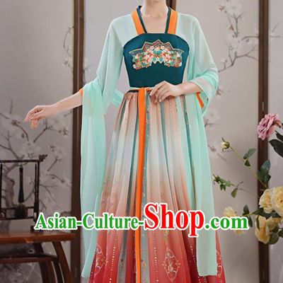 Traditional Women Hanfu Modified Printed Ancient Dress Chinese Classical Dance Costume Tang Dynasty Clothing
