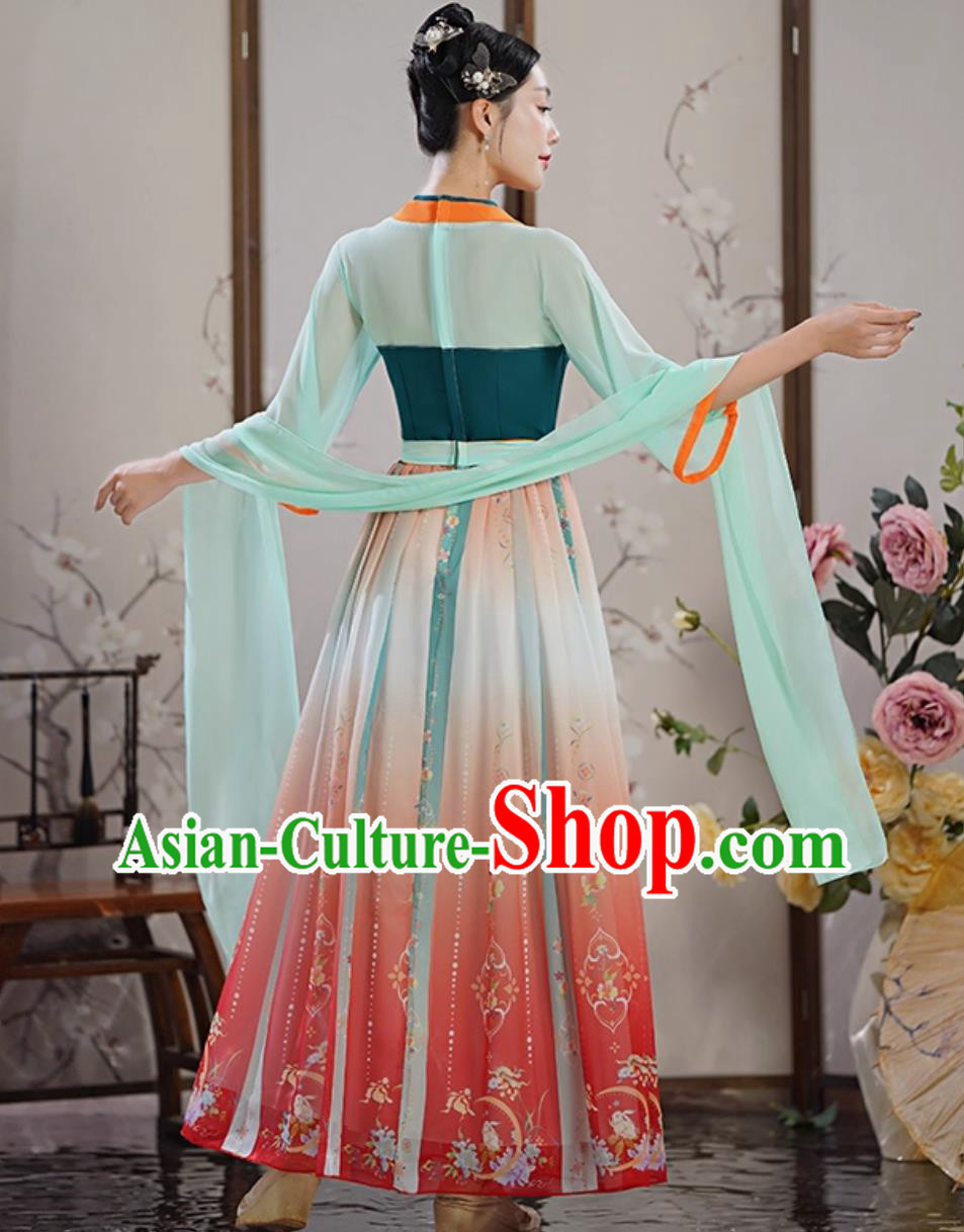 Traditional Women Hanfu Modified Printed Ancient Dress Chinese Classical Dance Costume Tang Dynasty Clothing Traditional Women Hanfu Modified Printed Ancient Dress Chinese Classical Dance Costume Tang Dynasty Clothing