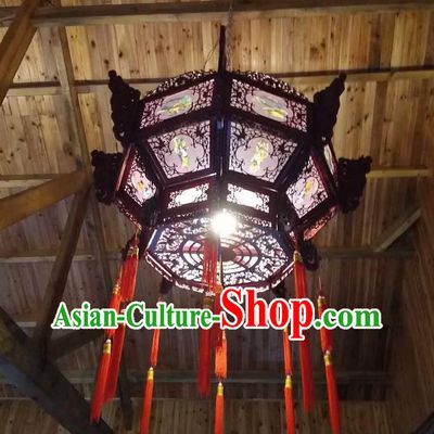 Classical Wooden Hanging Lamp Chinese Palace Lantern Traditional Light