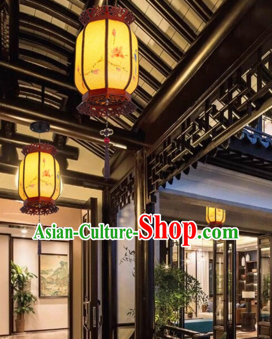 Chinese Antique Palace Lantern Parchment Winter Melon Lamp Traditional Hanging Lighting Chinese Antique Palace Lantern Parchment Winter Melon Lamp Traditional Hanging Lighting