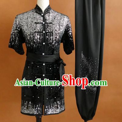 Rhinestone Changquan Kung Fu Suit Wushu Routine Competition Uniform Long Fist Costume Martial Arts Performance Outfit