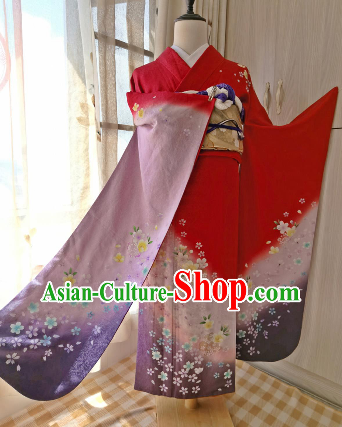 Kyoto National Costume Japanese Traditional Women Formal Silk Furisode Kimono