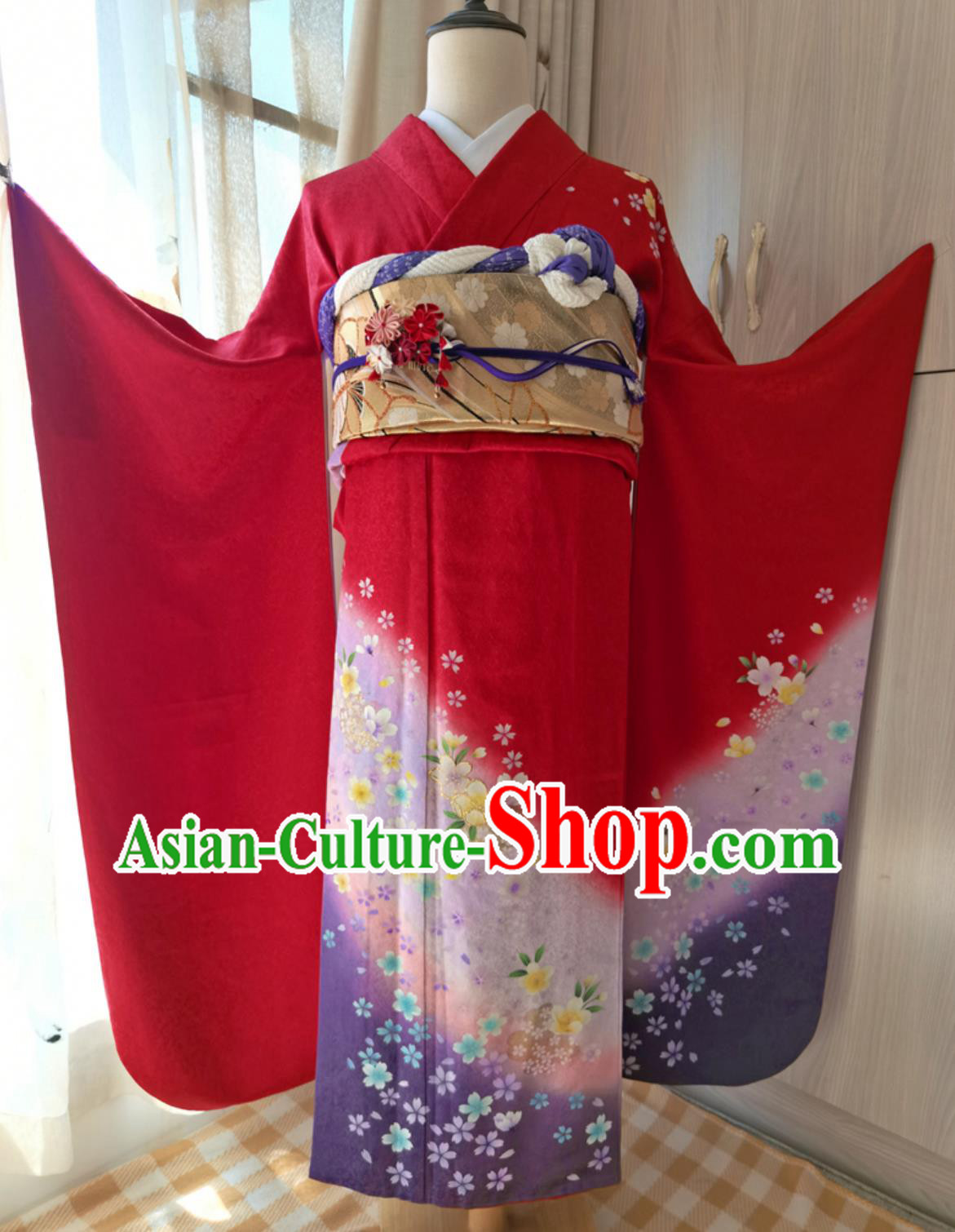 Kyoto National Costume Japanese Traditional Women Formal Silk Furisode Kimono
