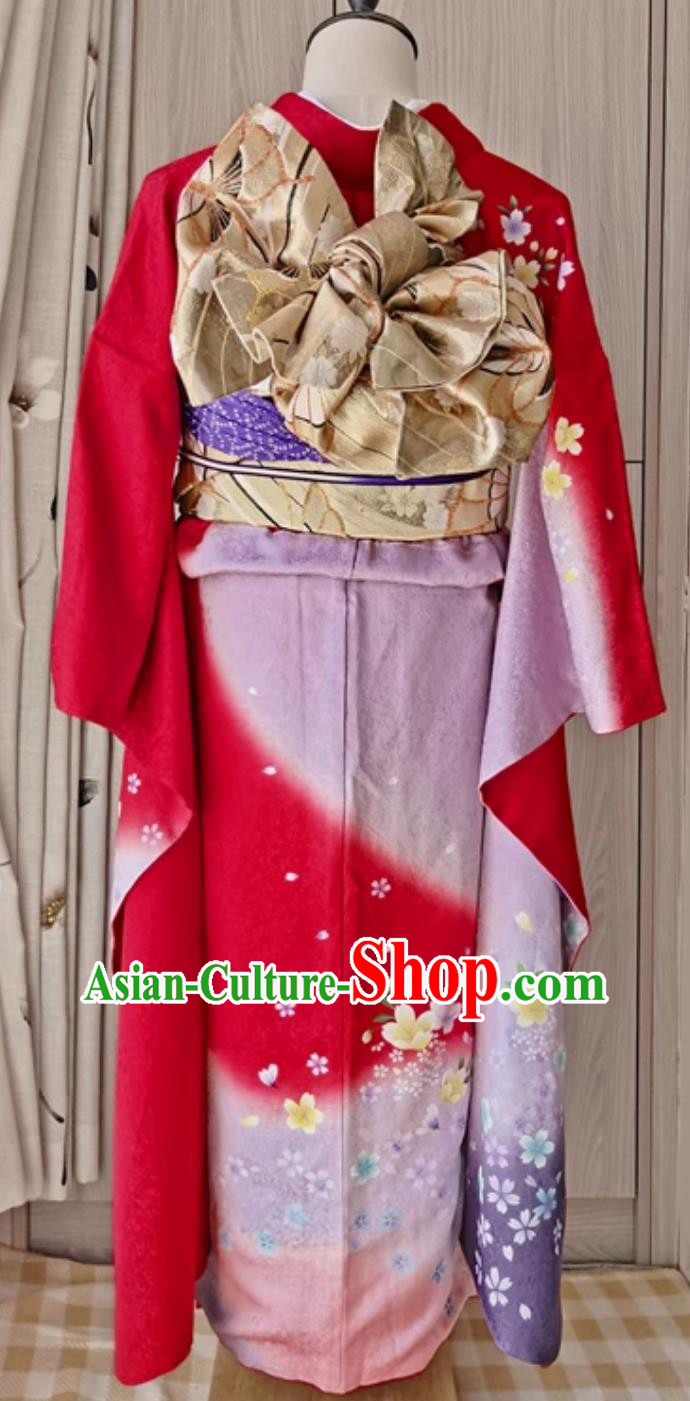 Kyoto National Costume Japanese Traditional Women Formal Silk Furisode Kimono